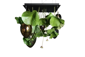 Glass Egg Ceiling Lamp with Artificial Lotus Plant from VGnewtrend