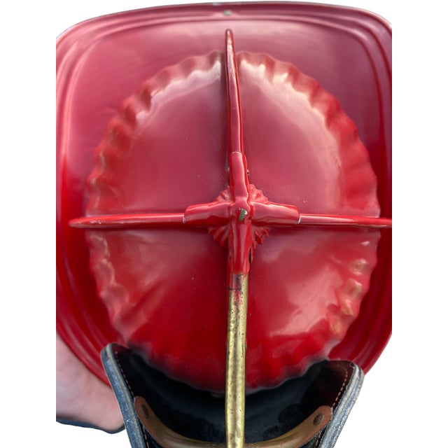 Vintage Cairns & Bro. Metal & Leather Firefighter's Helmet 350 Senator "Fireman's Fund" For Sale - Image 12 of 15