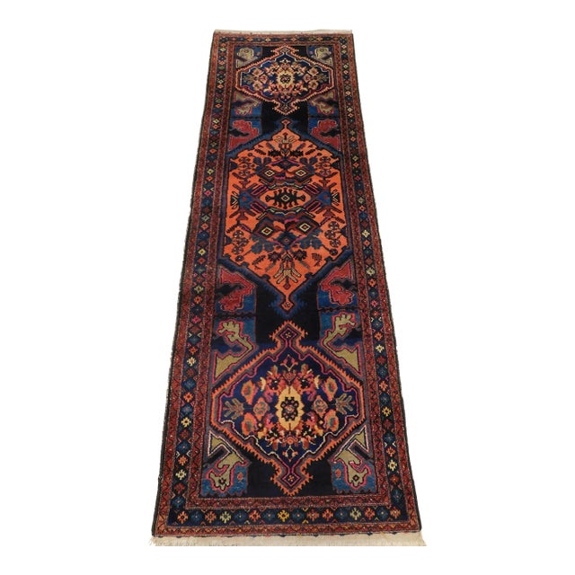 1940s Vintage Persian Runner Rug 3'10"x 11'5" For Sale