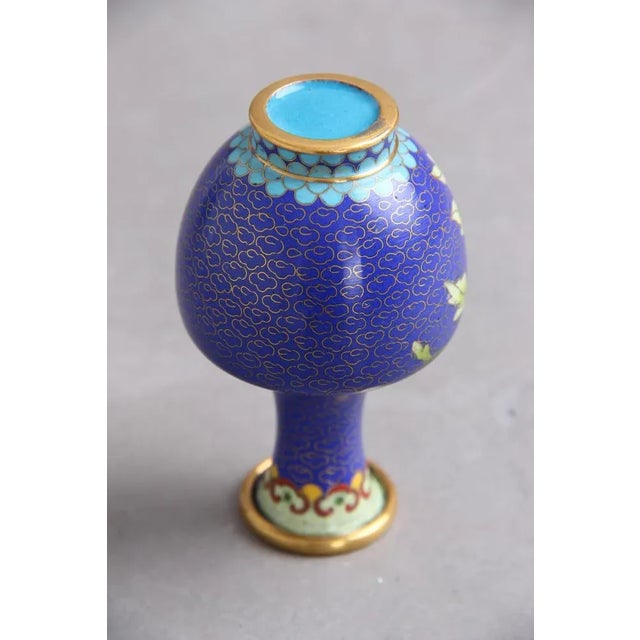 Chinese Jingfa Vases in Enamel, Metal & Wood, 1960s, Set of 3 For Sale - Image 9 of 10
