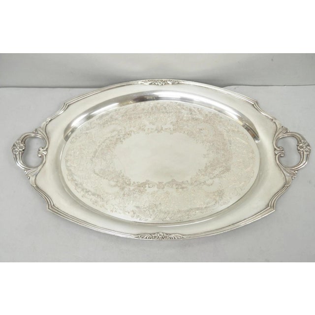 1847 Rogers Bros Eternally Yours Silver Plated Oval Serving Platter Butlers Tray For Sale - Image 14 of 14