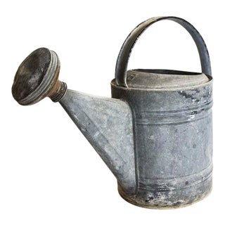 Rustic Galvanized Steel Watering Can Planter - Holes in Bottom For Sale