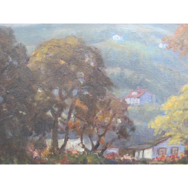 1930s Clyde Leon Keller Signed Hillside Landscape Oregon Oil Painting Gilt Frame For Sale - Image 5 of 11