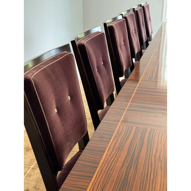 Mid 20th Century French Moderne Dining Chairs in Aubergine Mohair- Set of 8 For Sale - Image 16 of 16