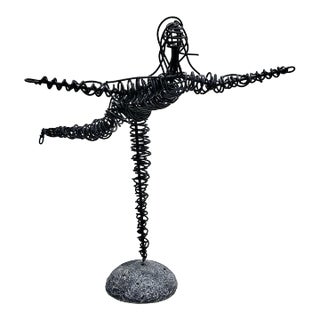 Late 20th Century Wrapped Wire Freestanding Art - Dancer in Arabesque For Sale