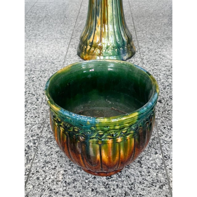Vintage Majolica Ceramic Planters - A Pair For Sale - Image 9 of 13
