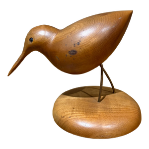Vintage Hand-Carved Wooden Shorebird Figurine Heritage Myrtlewood