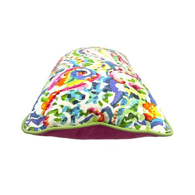 Textile Single Multi Color Lumbar Pillow For Sale - Image 7 of 8