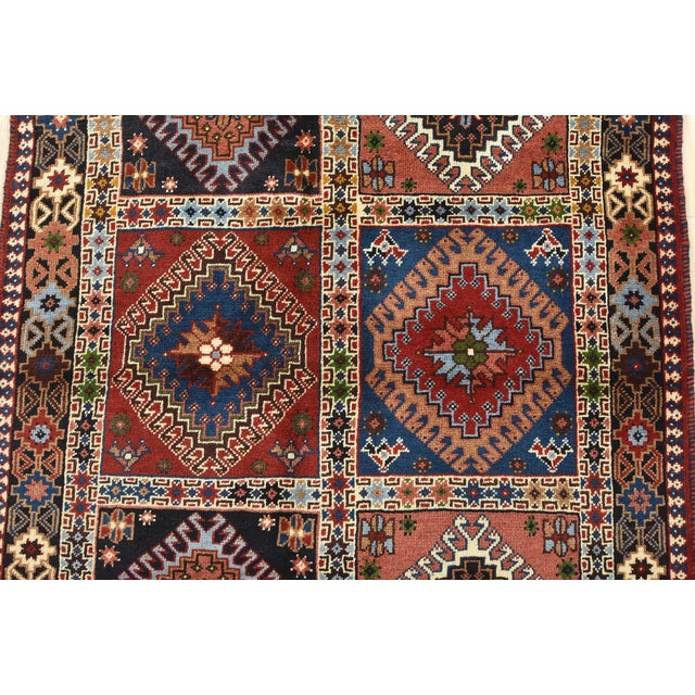 Yalameh Rug 3’4” X 4’10” Multicolor Wool Vintage Tribal Hand-Knotted Carpet For Sale In Philadelphia - Image 6 of 13