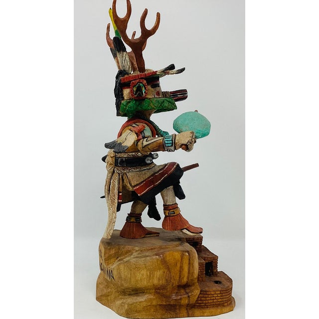 Native American Hopi Carved Deer Dancer Katsina Doll by Milton Howard (B. 1964) For Sale - Image 4 of 5