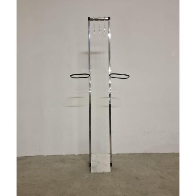 Space Age Coat Hanger in Marble, Steel and Acrylic Glass, 1970s For Sale - Image 5 of 18