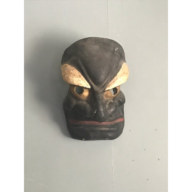 Coffee 1920s Vintage Japanese Ritual Paper Mask For Sale - Image 8 of 9
