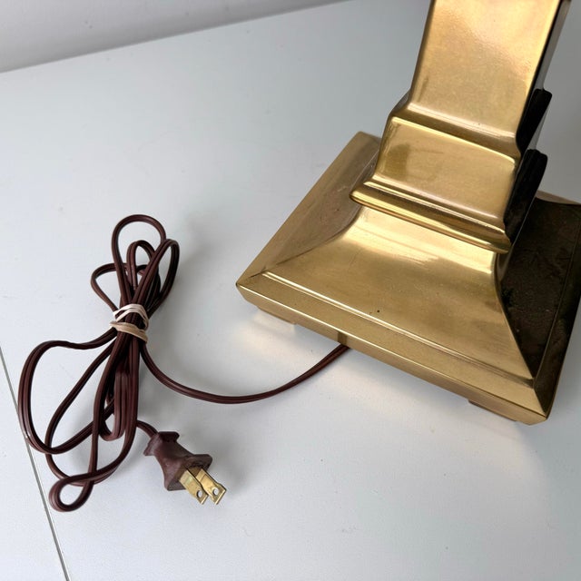 Late 20th Century Chapman Style Brass Two Socket Lamp For Sale - Image 9 of 12