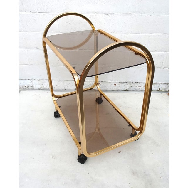 Vintage Gilded Aluminium Kaymet Bar Cart Trolley, 1970s For Sale - Image 6 of 13