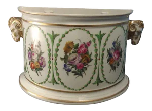 Early 19th Century Derby Porcelain Ram's Head Handle Bough Pot Vase