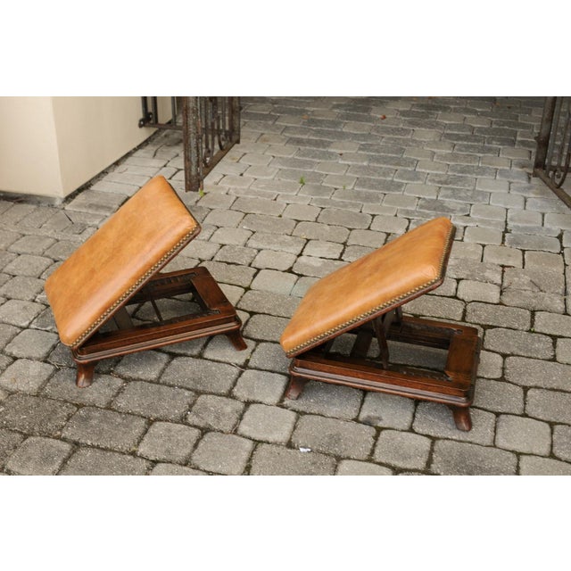 English Pair of English Wooden Metamorphic Footstools with Leather Tops, circa 1860 For Sale - Image 3 of 12
