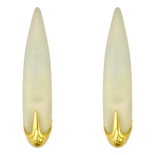 Smoked Glass and Gilt Gold Metal Wall Lights by Idearte, Spain, 1980, Set of 2 For Sale