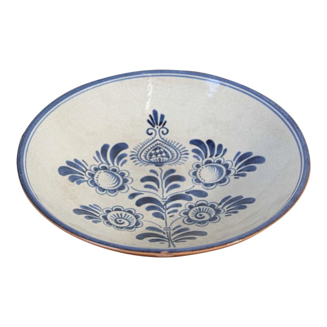 Vintage Decorative Moorish Bowl Blue and White For Sale