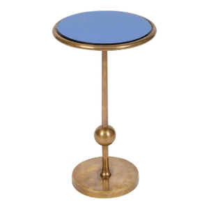 Bunny Williams Home Burke Drinks Table, Blue Mirror