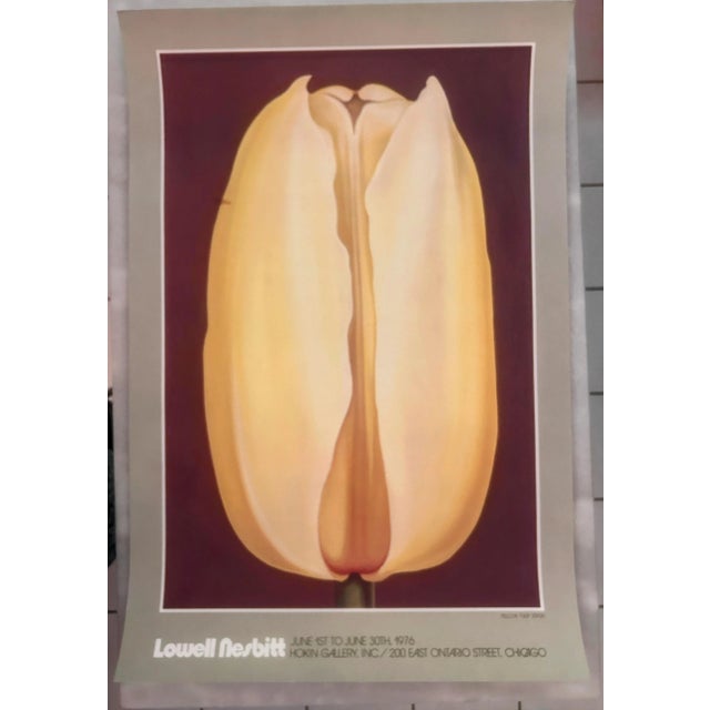 Vintage Lowell Nesbitt “Yellow Tulip” Hokin Gallery art show poster. Printed on matt paper, without a sheen. Poster reads-...