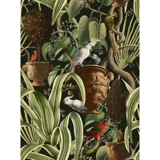 Exotic Menagerie Dark Wallpaper - Set of 3 Rolls For Sale