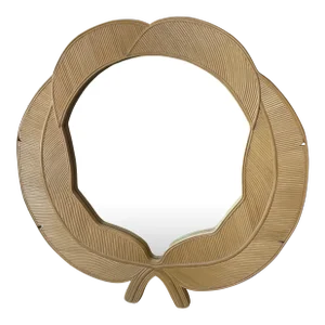 Vintage Vivai Del Sud Pencil Reed Rattan Bamboo Leaves Leaf Wall Mirror