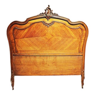 French Louis-XV Antique Walnut Headboard, Full or Queen For Sale