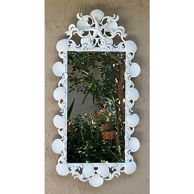 White Vintage Coastal Cast Iron Shell & Starfish Wall Mirror For Sale - Image 8 of 15