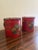 French Country Pair of Antique French Neoclassical Red & Gold Tole Cachepot With Lion Heads For Sale - Image 3 of 10