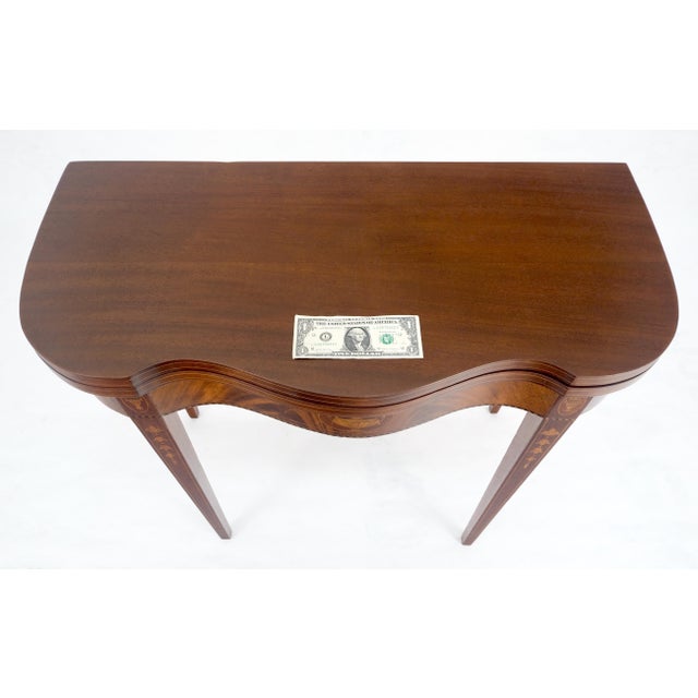Mid 20th Century Fine Inlaid Serpentine Front Federal Style Flip Top Console Sofa Table MINT For Sale - Image 5 of 18
