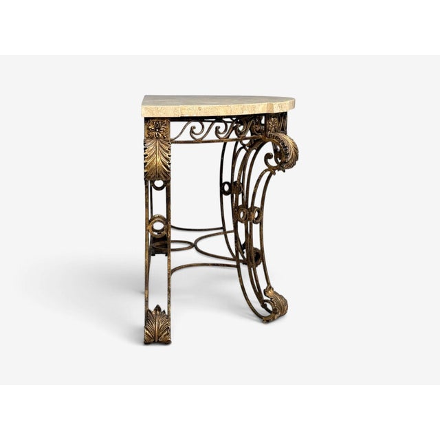 Maitland Smith, Console Table, Gilt Metal, Tesselated Marble, Philippines, 1980s For Sale - Image 11 of 13
