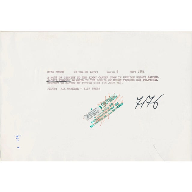 Jackie Kennedy Onassis, Madison Square Garden, 1970s, Black and White Photograph For Sale - Image 4 of 5