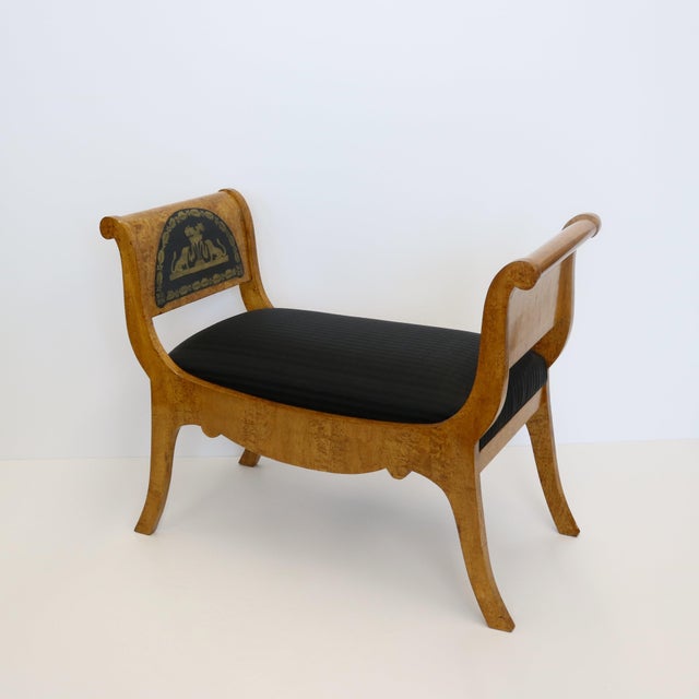 Figurative 19th Century Karelian Birchwood Bench Boulle Mounts For Sale - Image 3 of 7