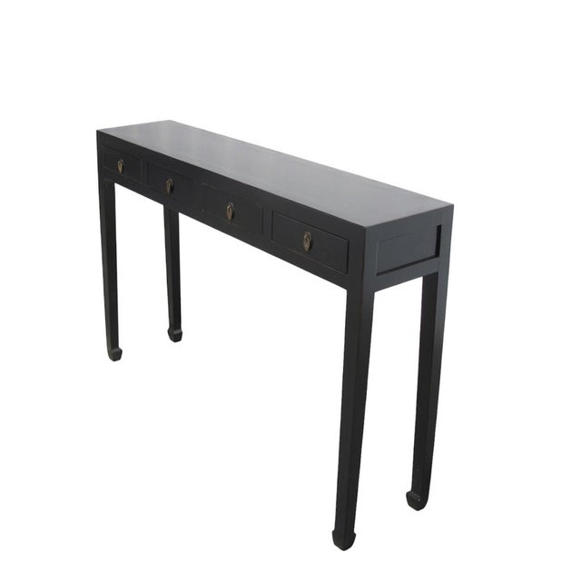Vintage Elm 48" Long 4-Drawer Console Table For Sale - Image 4 of 9