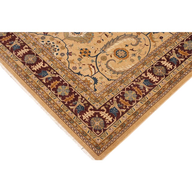 Art Nouveau Tan/Aubergine Wool Rug - 9'0'' X 11'9'' For Sale - Image 4 of 10