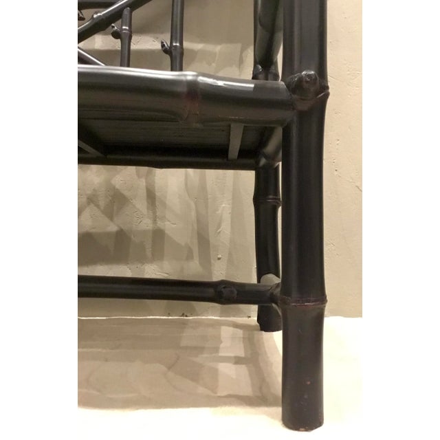 2010s Currey & Company Asian Style Black Faux Bamboo Bench For Sale - Image 5 of 6