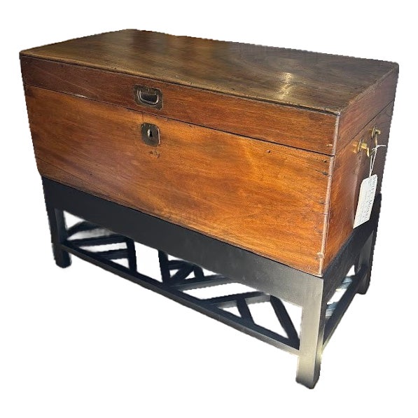 Mid 19th Century Victorian Camphorwood Trunk on Stand For Sale
