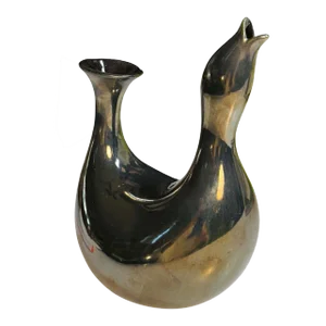 1990s Eva Zeisel Earthenware Bird Pitcher With Gunmetal Glaze