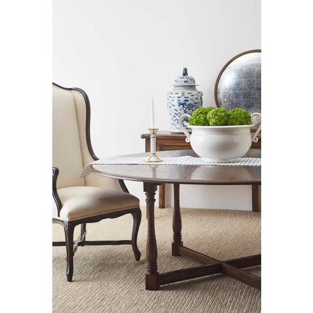 English Country Style Round Oak Dining Table | Chairish