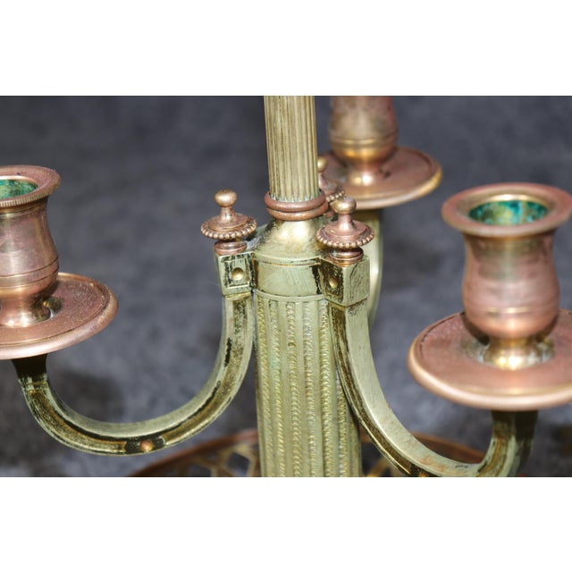 1950s French Directoire Louis XVI Style Gilt Metal & Tole Bouillotte Lamp For Sale - Image 10 of 14