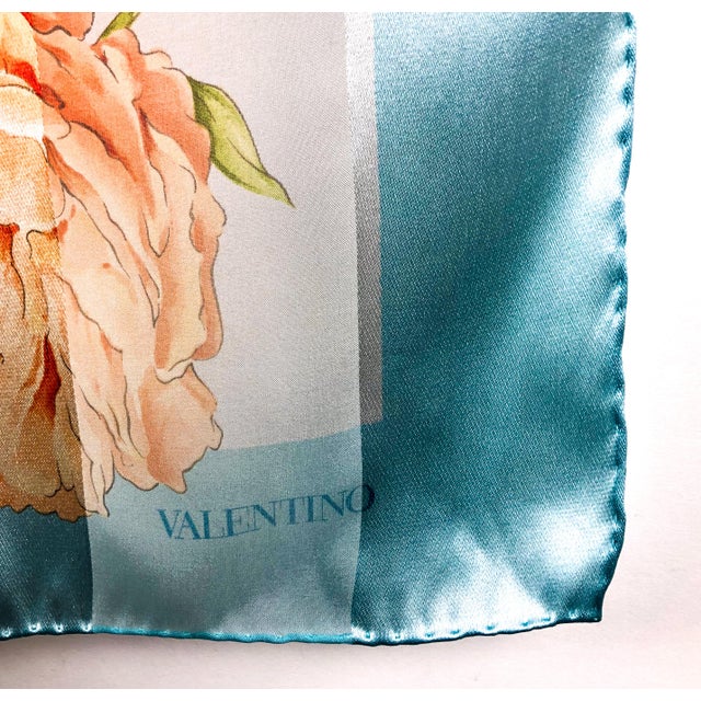 1990s Pure Silk Valentino Vintage Scarf With Wall Hanging Scarf Holder For Sale - Image 5 of 11