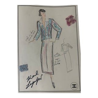 Late 20th Century Original Drawing by Karl Lagerfeld – Fashion Design For Sale
