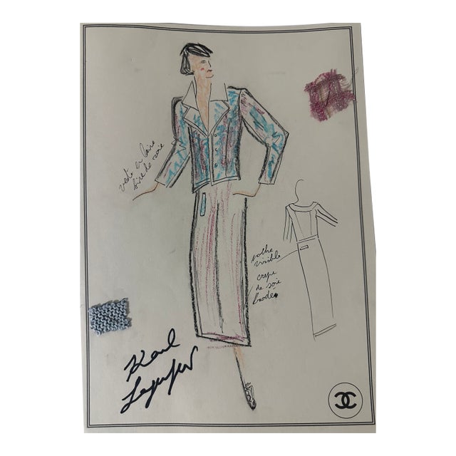 Late 20th Century Original Drawing by Karl Lagerfeld – Fashion Design For Sale