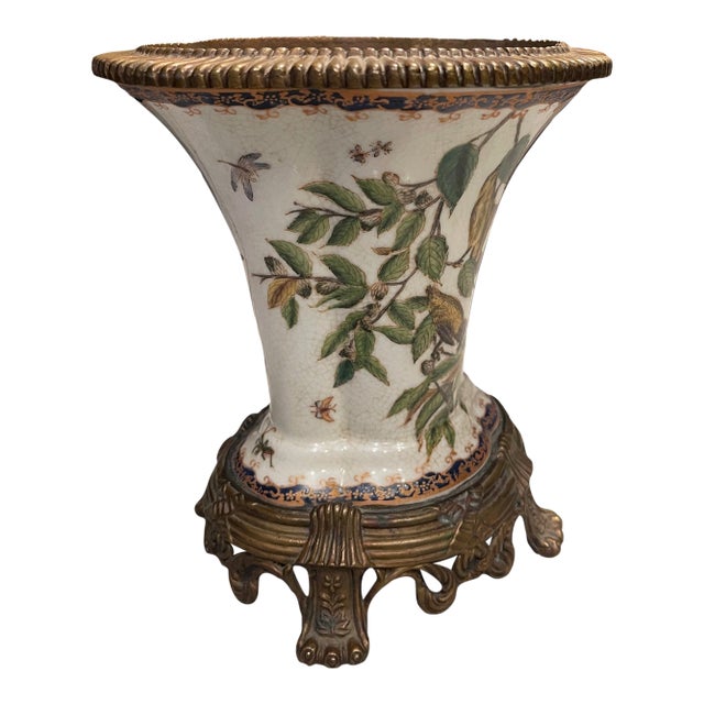 Wong Lee 1895 Chinese Fine Porcelain Vase With Bronze Ormolu Base For Sale