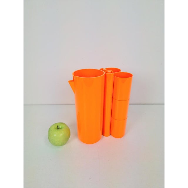 Orange Vintage French Juice Service by Jean-Pierre Vitrac for Déposé France, 1970s, Set of 9 For Sale - Image 8 of 10