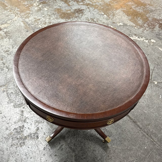 Regency Style Leather Top Drum Table, Late 20 Century For Sale - Image 12 of 12
