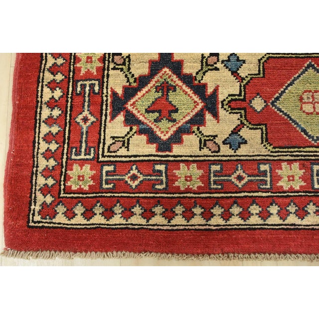 Kazak Rug 8'4'' X 11'3'' Red Wool Tribal Hand-Knotted Oriental Carpet For Sale - Image 10 of 12