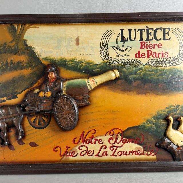Lutèce Bière de Paris Beer Relief Advertising Panel from Artigianale, 1970s For Sale - Image 4 of 11