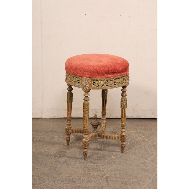 19th Century Carved French Neoclassic Stool For Sale - Image 4 of 12