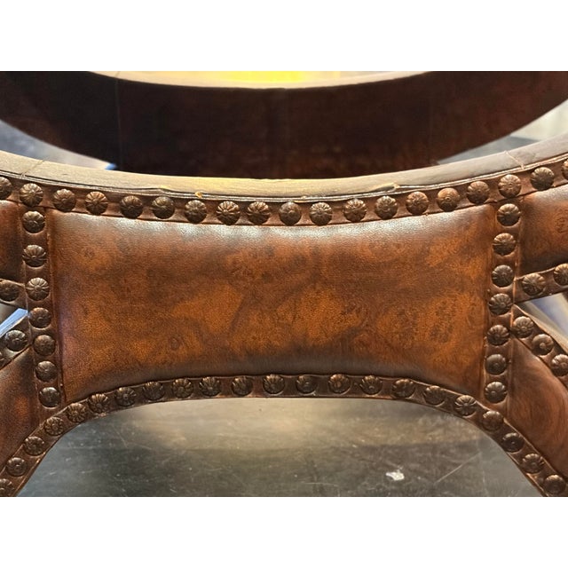 Pair Tuscan Leather Foot Stools For Sale - Image 9 of 10